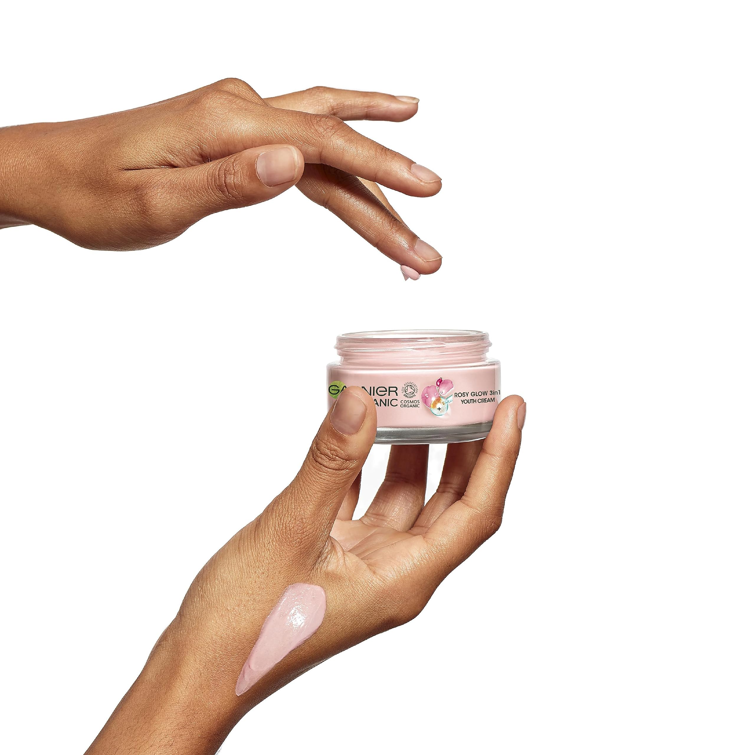 Garnier Organic Rosy Glow 3in1 Youth Cream 50ml, For Radiant and Glowing Skin, With Rosehip Seed Oil and Brightening Vitamin C, Vegan Formula, Suitable For All Skin Types, Pack of 1