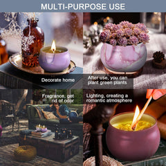 Scented Candles Gifts for Women, Pack of 4 Aromatherapy Candles for Home Scented, Soy Wax Lavender Soy Candles with Healing Crystals Stress Relief Gift for Birthday Wedding Bathroom,Yoga (Gold)