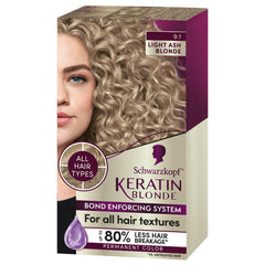 Schwarzkopf Keratin Color Permanent Hair Dye Cream 9.1 Light Ash Blonde, 1 Kit