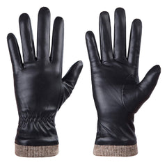 REDESS Winter Leather Gloves for Women, Wool Fleece Lined Warm Gloves, Touchscreen Texting Thick Thermal Snow Driving Gloves - Black