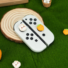 GeekShare Cute Silicone Game Console Thumb Grip Caps, Joystick Cover Compatible with Switch/OLED/Switch Lite, 4PCS - Rabbit & Carrot
