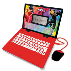 Lexibook Miraculous Ladybug Cat Noir, Educational and Bilingual Laptop German/English, Toy for Child Kid (Boys & Girls) 124 Activities, Learn Play Games and Music with LadyBug, Red/Black
