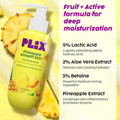 PLIX - THE PLANT FIX Pineapple 5% Lactic Acid Exfoliating Body Wash For All Skin Types, Paraben-Free Shower Gel, For Dry, Rough & Strawberry Skin, 236 Ml