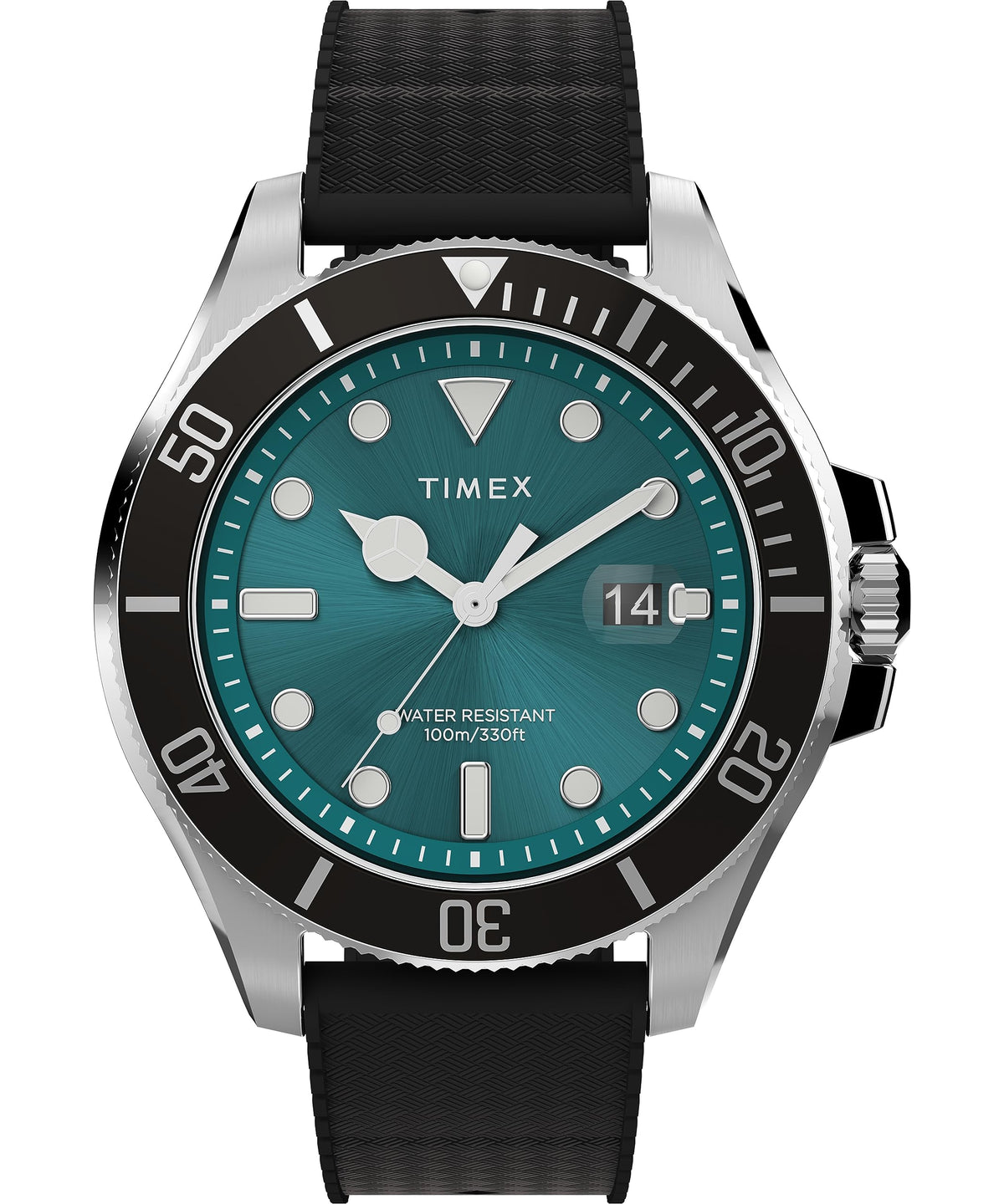 Timex 43 mm Harborside Coast Watch - Black/Green/Silver-Tone