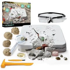 Discovery Big Treasure Dig STEM Kit 23 Piece Excavation Set for Kids Dig for 15 Gemstones, 4 Crystal Geodes & Pyrite Nuggets Real Tools Educational Geology Toy Science Activity Gift Ages 8+