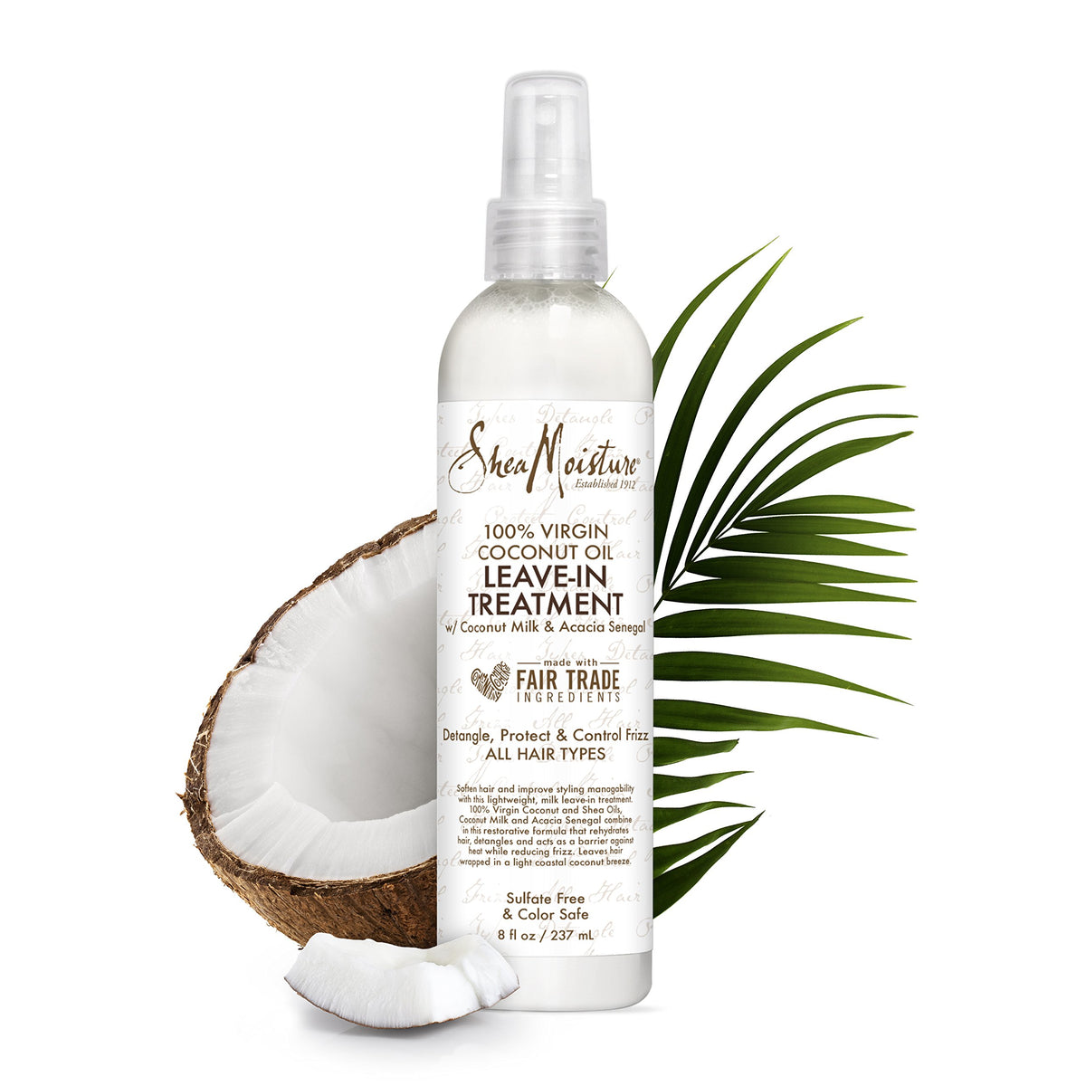 Shea Moisture 100% Cocoa Butter Virgin Coconut Oil Soak-In Treatment, Frizz Taming Shine for Tangle-Free Hair, Certified Organic, 8 oz