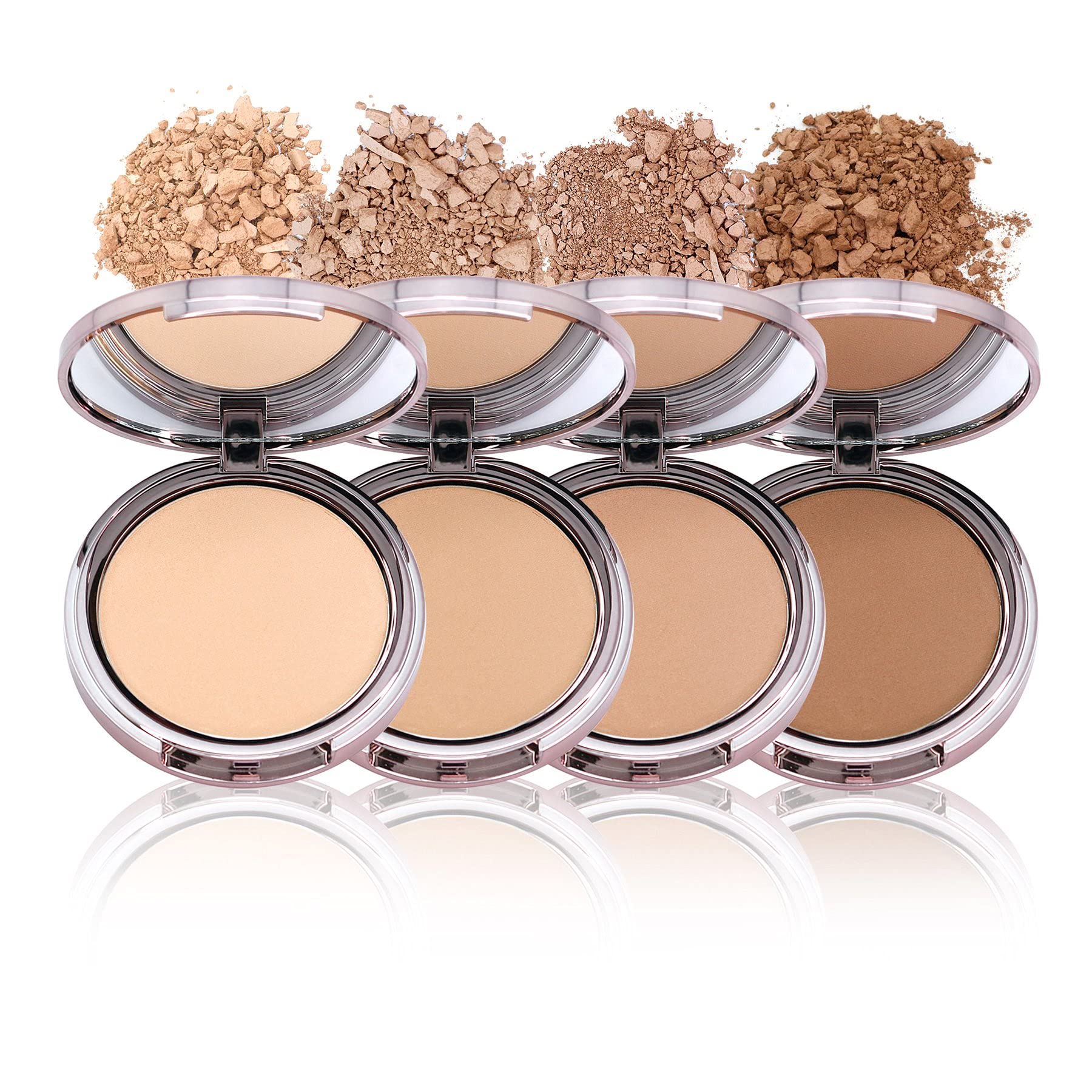 Girlactik Usa. 2-In1 Compact Face Pressed Powder & Contour Bronzer. Weightless, Buildable Coverage. Velvet Finish. -Light