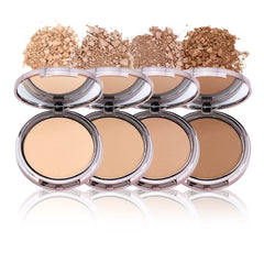 Girlactik USA. 2-in1 Compact Face Pressed Powder & Contour Bronzer. Weightless, Buildable Coverage. Velvet Finish. -Deep