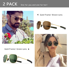 SUNGAIT Men's Military Style Polarized Pilot Aviator Sunglasses Bayonet Temples
