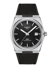 Tissot Mens PRX Powermatic 80 316L Stainless Steel case Automatic Watches, Black, Rubber, 12 (T1374071705100)