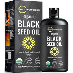 Micro Ingredients Black Seed Oil Organic Cold Pressed, 16 fl oz | Rich in Thymoquinone & Omega 3 6 9 | Unrefined from Nigella Sativa Seeds | Immune, Hair & Skin Support* | Non-GMO - 3 Months Supply