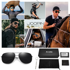 Joopin Polarized Sunglasses for Men, Classic Military Rectangular Sun Glass with Metal Frame UV Protection