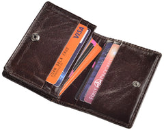 RFID Genuine Leather Bifold ID/Business Credit Card Case Holder for Men Slim Front Pocket Wallet Button, Coffee, Rfid Wallet
