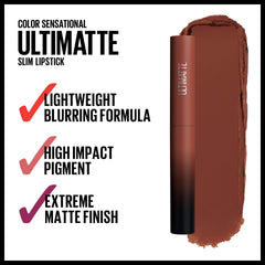 Maybelline Color Sensational Ultimatte Matte Lipstick, Non-Drying, Intense Color Pigment, More Truffle, Cocoa Brown, 0.06 oz