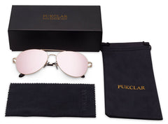 PUKCLAR Pilot Sunglasses Mens Polarised Sunglasses Womens Mirrored Lens