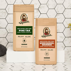 Dr. Squatch NEW Body Wash for Men with Nourishing, Natural Ingredients | No Paraben, Phthalate, Sulfate | All Day Moisture | Long Lasting Scent | Wood Barrel Bourbon & Pine Tar (14 oz, 2-Pack)