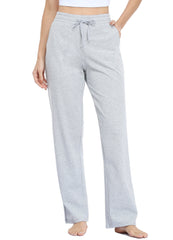 Willit Women's Cotton Sweatpants Open Bottom Yoga Sports Pants Straight Leg Lounge Loose Fit Athletic Pants with Pockets - Light Gray