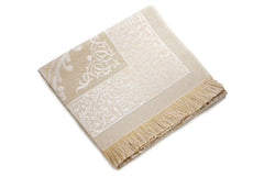 ihvan online Muslim Prayer Rug and Beads with Elegant Slub Fabric Bag | Janamaz | Sajadah | Soft Islamic Prayer Rug | Islamic Gifts | Prayer Carpet Mat, Taffeta Fabric, Ecru