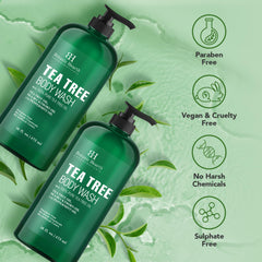 Botanic Hearth Tea Tree Body Wash, Helps Nail, Athletes Foot, Ringworms, Jock Itch, Acne, Eczema & Body Odor, Soothes Itching & Promotes Healthy Skin and Feet, Naturally Scented,16 fl oz 2 Pack
