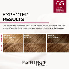 LOreal Excellence Creme Pro Keratine 6G Light Golden Brown Warmer for Unisex - 1 Application