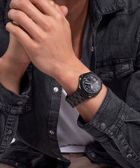 GUESS Men's 42mm Watch - Black Strap Black Dial Black Case
