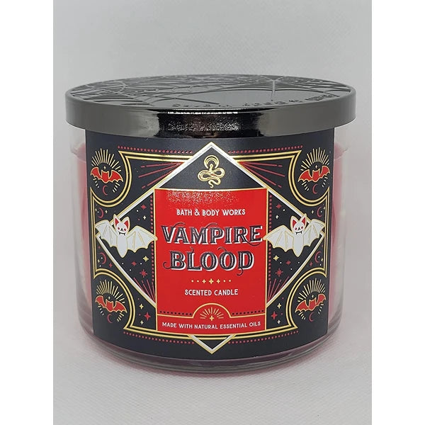 Bath & Body Works White Barn 3-Wick Candle w/Essential Oils - 14.5 oz - 2021 Halloween! (Vampire Blood)