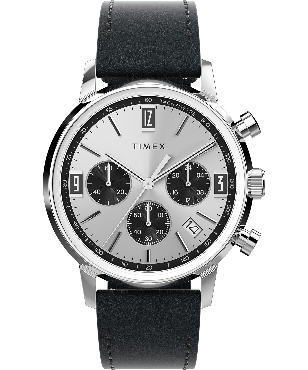 Timex Men's Marlin 40mm Watch - Black Strap Black Dial Stainless Steel Case - Black/Silver-Tone/Stainless Steel