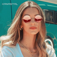 KANASTAL Hippie Round Polarized Sunglasses for Women Men, Small Circle Sun Glasses Classic Vintage Retro Shades Metal Frame UV400 Protection