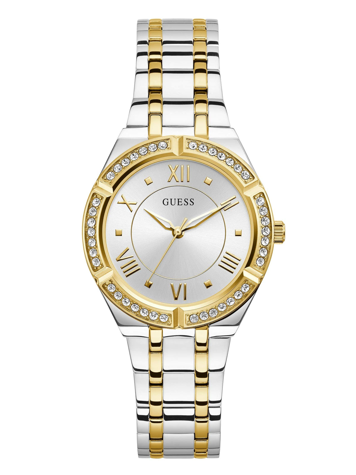 GUESS Blue + Rose Gold-Tone Crystal Silicone Watch