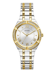 GUESS Blue + Rose Gold-Tone Crystal Silicone Watch