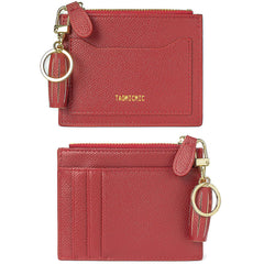 Valentoria Minimalist Small Leather Card Holder Pocket Wallet Womens Coin Purse Handbag (Z-Red)