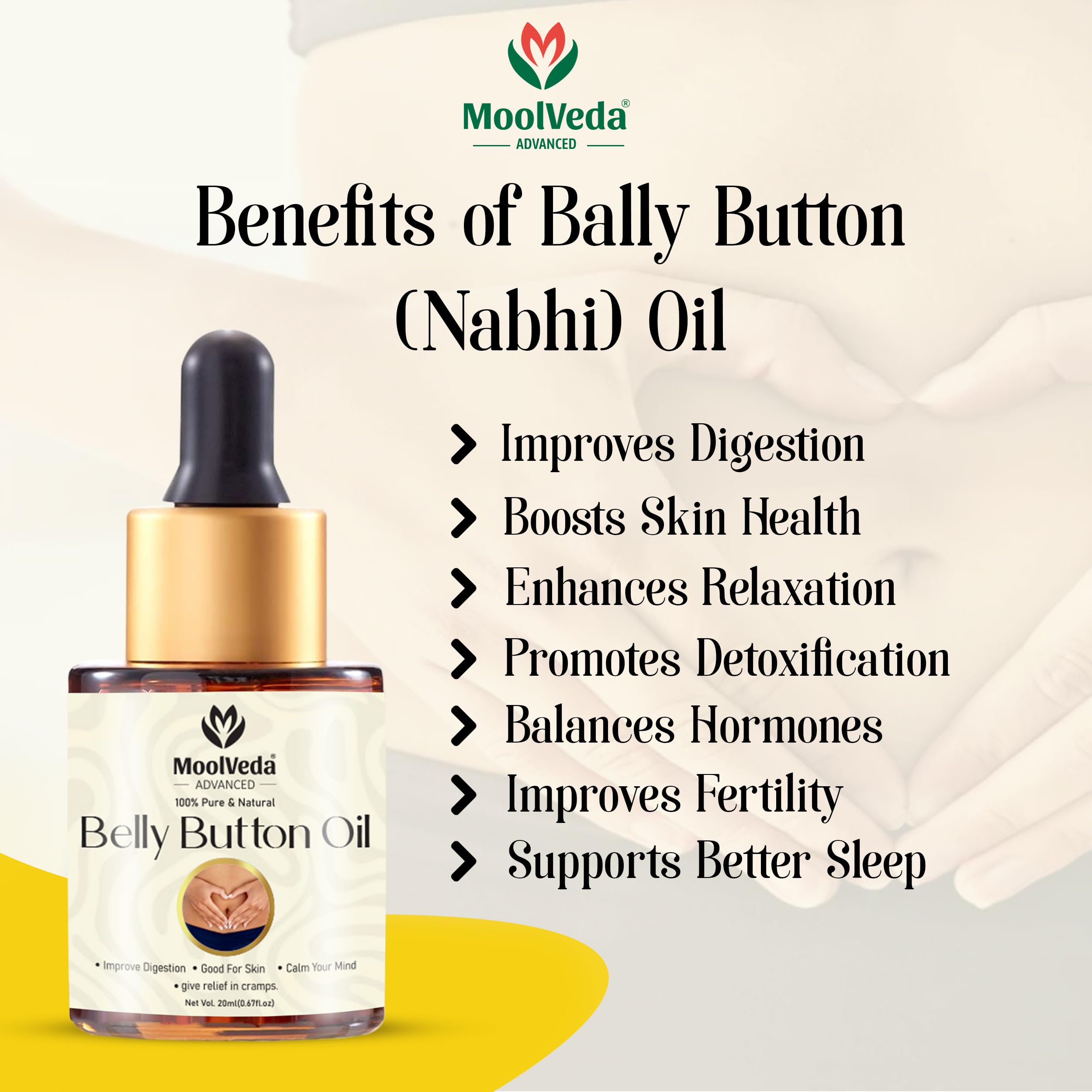 Belly Button (Nabhi) Oil | 100% Pure & Natural | Ayurvedic Oil for Digestion Support & Radiant Skin | 20ml