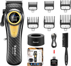 KEMEI 2242 Professional Hair Clippers for Men, Cordless Barber Clipper with LED Display & Charging Base, Hair Cutting Tools, 9000 RPM Super Torque Motor