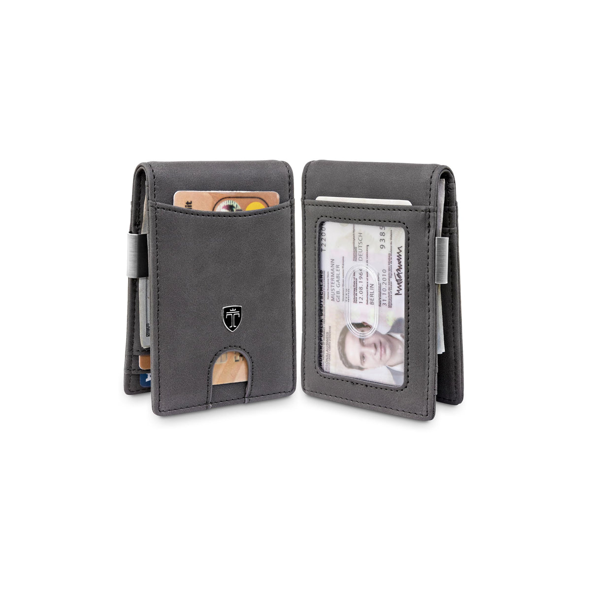 TRAVANDO Money Clip Wallet Atlanta Mens Front Pocket Slim RFID Blocking - Credit Card Holder - Mini Bifold - Grey