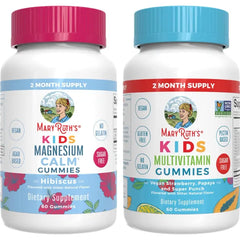 MARYRUTH'S Organics Multivitamin (Strawberry) and Magnesium Calm Gummies (Hibiscus) for Kids | Clean Label Project Verified® | Vitamins for Overall Wellness and Sleep| Vegan, Non-GMO, Gluten Free