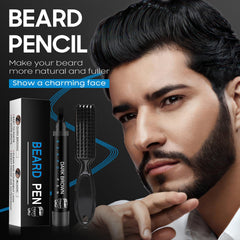 KASTWAVE Beard Pencil Filler for Men - 4 Forks Grooming Beard Pencil with Brush, Waterproof Sweatproof & Long Lasting, Natural Beard, Ideal Gifts for Dad Husband Boyfriends (Dark Brown, 1 PCS)