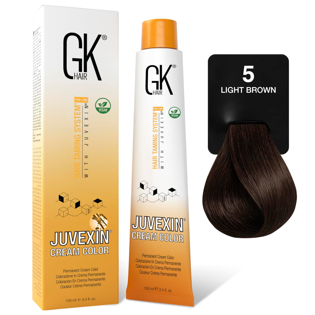 GK HAIR Global Keratin Taming System Juvexin Cream Color - 5 Light Brown for Unisex - 3.4 oz