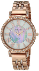 Anne Klein Women Solar Powered Swarovski Crystal Accented Bracelet Watch Ak/3632Mprg, Rose Gold, Ak/3632Mprg