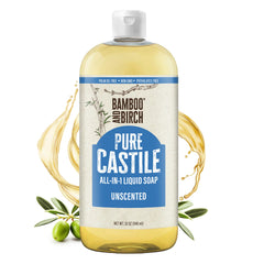 Pure Castile Soap Liquid Organic, Certified Palm Oil Free Natural Soap, Unscented, 32 oz