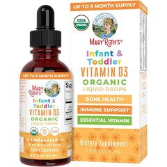 MARYRUTH'S USDA Organic Vitamin D3 Drops, Vegan, Sugar Free, 60 Servings | Sugar Free, Immune Support, Gluten Free, Non-GMO, 90-150 Servings