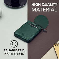 Vaultskin Notting Hill zip wallet with RFID protection (Alpine Green)