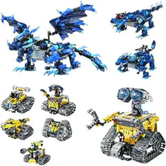 Sillbird Bundle 2 Items Dragon & Robot Building Kit with Remote Control Gifts for Kids Boys Ages 8-13, Coding Christmas STEM Robotic Technic Racer Car Toys for Birthday