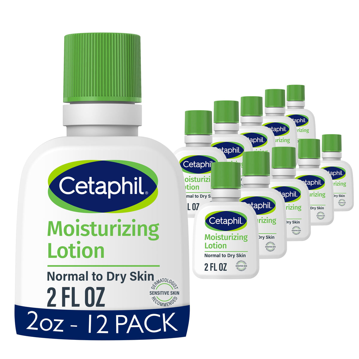 Cetaphil Body Moisturizer, Hydrating Moisturizing Lotion for All Skin Types, Suitable for Sensitive Skin, NEW 2 oz Pack of 12, Fragrance Free, Hypoallergenic, Non-Comedogenic