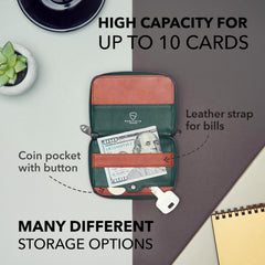Vaultskin Notting Hill zip wallet with RFID protection (Alpine Green)