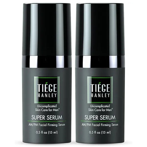 Tiege Hanley Anti Aging Face Serum for Men, Super Serum with Peptides, Retinyl Palmitate, and Sodium Hyaluronate to Firm Skin and Reduce Fine Lines, Men’s Skin Care, 0.5 Fl Oz, 2 Pack