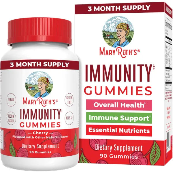 Mary Ruth's 5-1 Immunity Gummies with Elderberry for Kids & Adults | Cherry | Pectin Based | Vegan | 90 Count | 90 Servings