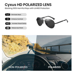 Cyxus Sunglasses for Men Women Classic Polarized Sunglasses UV400 Protection Anti Glare for Driving Outdoor