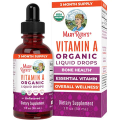 MARYRUTH'S Organics USDA Organic Vitamin A Liquid Drops, 1 oz, Sugar Free | 3 Month Supply, Bone Health for Ages 14+, 750mcg per Serving, Sugar Free, Vegan