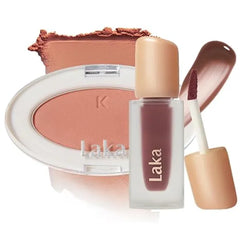 Laka Blush and Lip Duo Love Silk Blush #709 Dolce & Fruity Glam Tint #121 Ash Nut