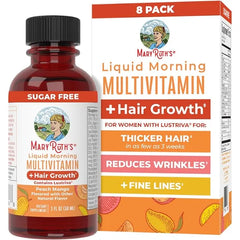 MARYRUTH'S Liquid Multivitamin + Hair Growth Travel Pack, 1 Fl Oz, 8 Pack | Biotin 10000mcg, Lustriva Hair Growth Supplement, Clinically Tested in Women for Thicker Hair & Facial Wrinkle, 18+